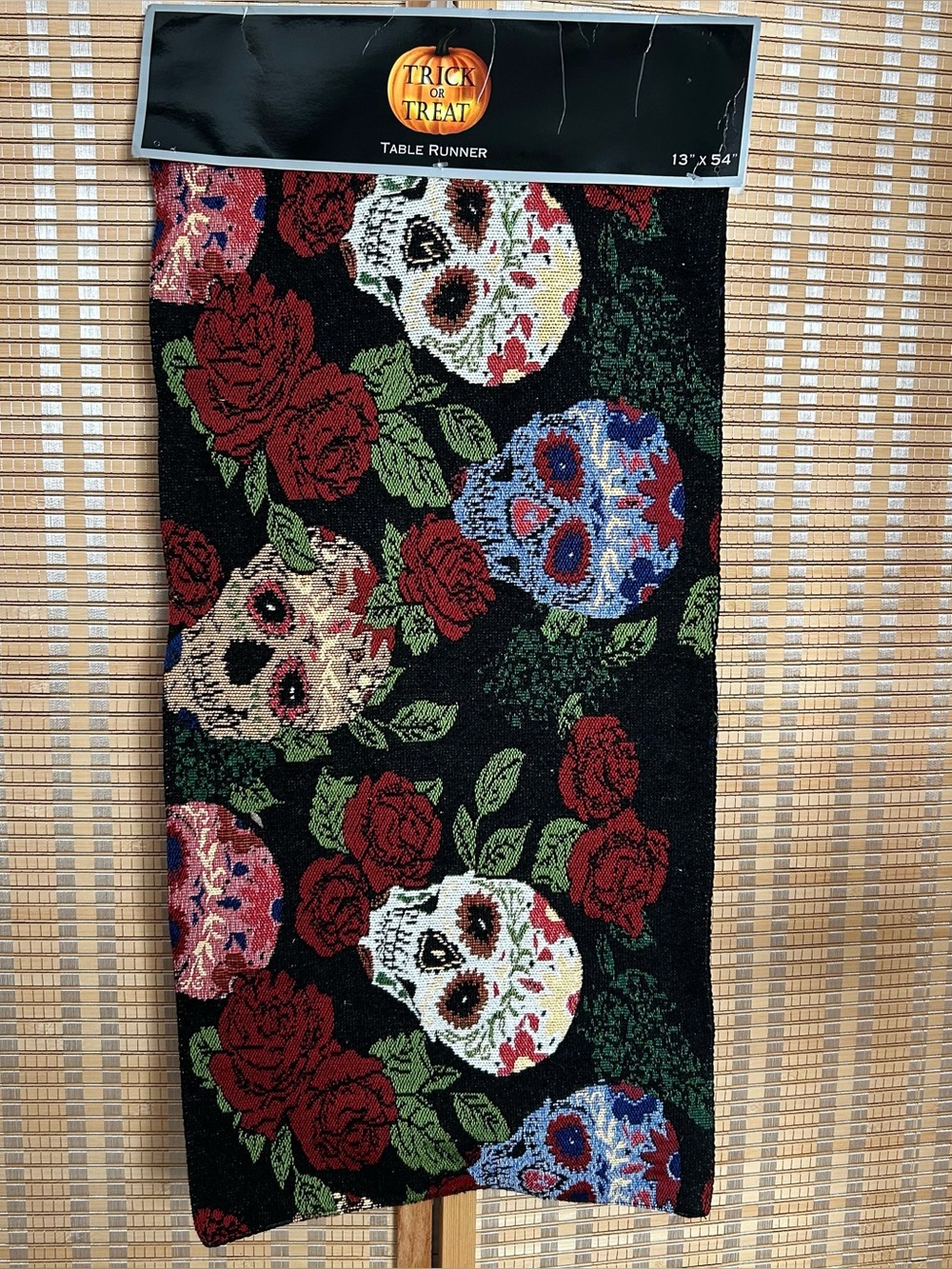 Day of the Dead Halloween Table Runner Sugar Skull